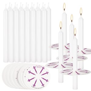 200 pcs church taper candle with drip protectors paper bulk, devotional candle for candlelight service kit, 5" h x 1/2" d, white unscented