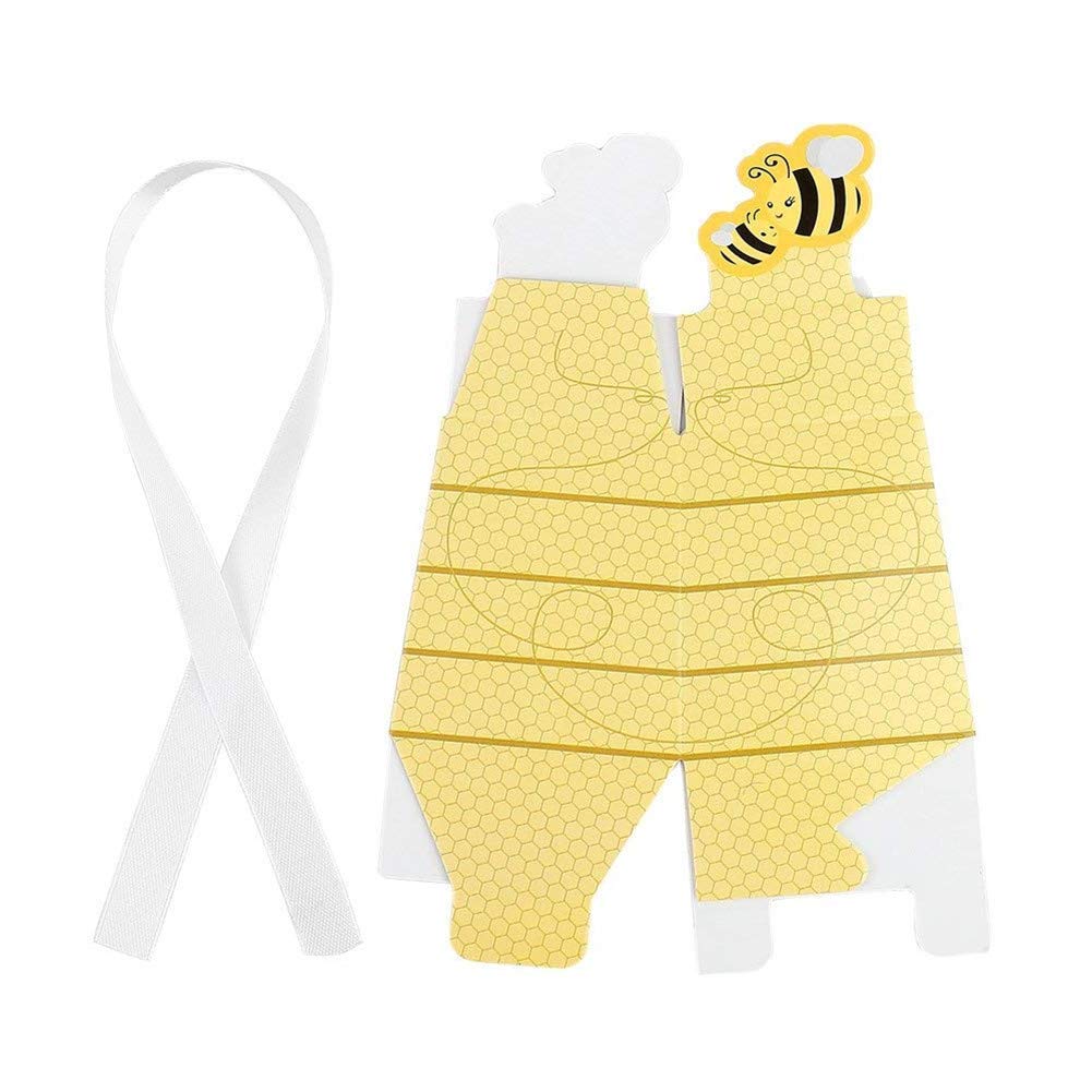 Cyblinia 30 Pack Paper Beehive Gift Boxes Bee Candy Boxes Party Favor Boxes Wedding Favor Candy Boxes with Ribbons for Party Decorations