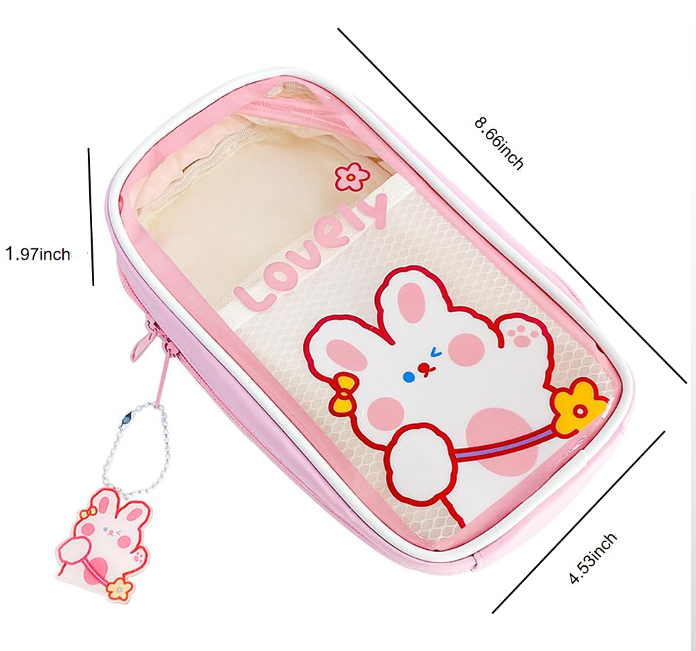 MIFJNF Cute Pencil Case Kawaii Pencil Case Aesthetic Large Capacity Pencil Case with Accessories Pencil Pouch for Girls (Pink)