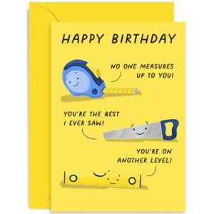 old english co. humorous birthday card for dad - funny do it yourself tools birthday card for him - mr fix it birthday card for men | blank inside with envelope