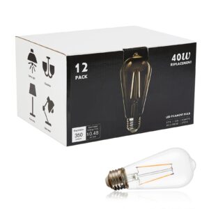 winsaled 12 pack led edison bulbs 40 watts equivalent, 4 watt led vintage light bulb, 2700k soft white st19 light bulb, 350lm e26 base for light fixtures