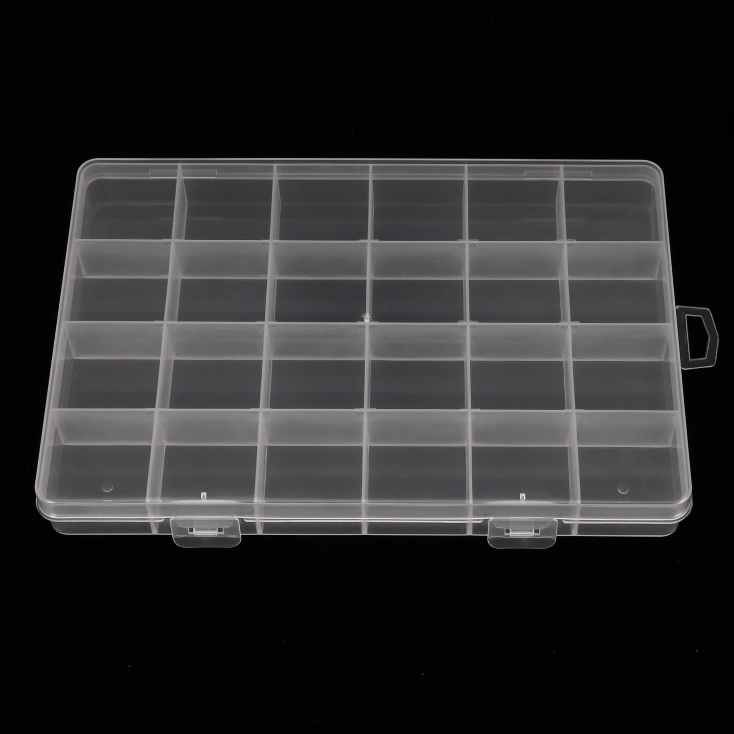 2 Pack 24 Grids Clear Plastic Organizer Box Fixed Compartment Storage Container for Craft, Beads, Jewelry, Small Parts, 7.4X5.1X0.86 INCH