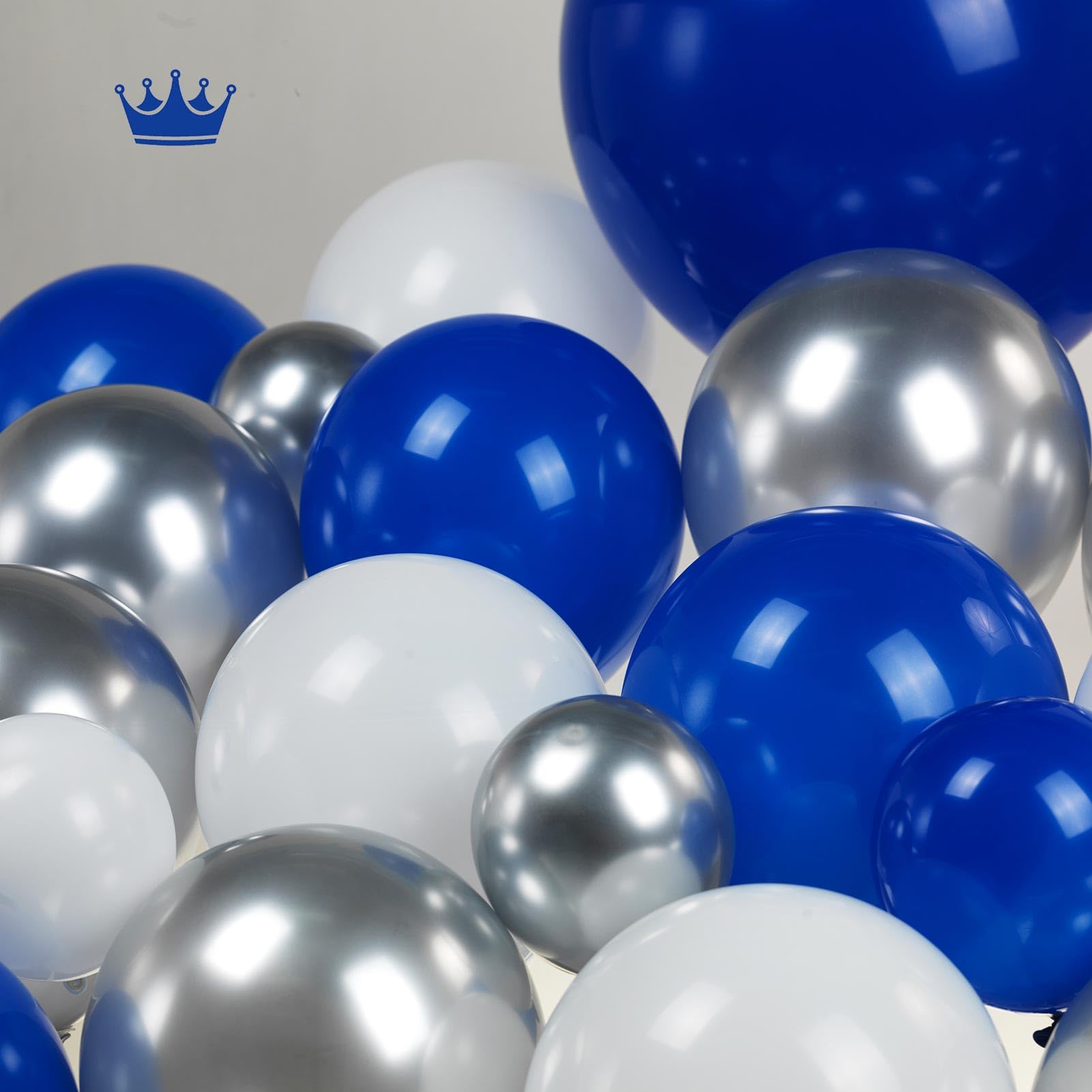 FROUFING Winter silver Royal blue and white balloon Garland Arch Kit 143Pcs balloons for Wedding prince Baby shower for Boy Men's 21st birthday decorations Graduation Ceremony supplies