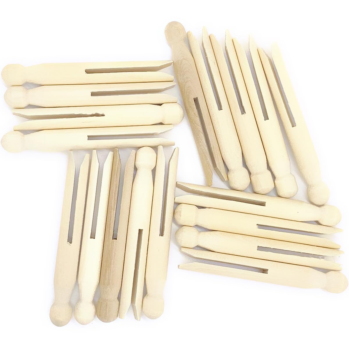 Hanobo 25 Pack Round Wooden Traditional Clothespins for Crafts and Laundry, 4.3 Inches Long