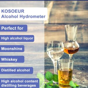 Hydrometer Alcohol Meter Kit, Hydrometer Alcohol 0-200 Proof and Tralle, Alcohol Tester for Liquor, Alcohol Hydrometer for Moonshine, Liquor, Spirits, Proofing, Distilling, with Hydrometer Test Jar