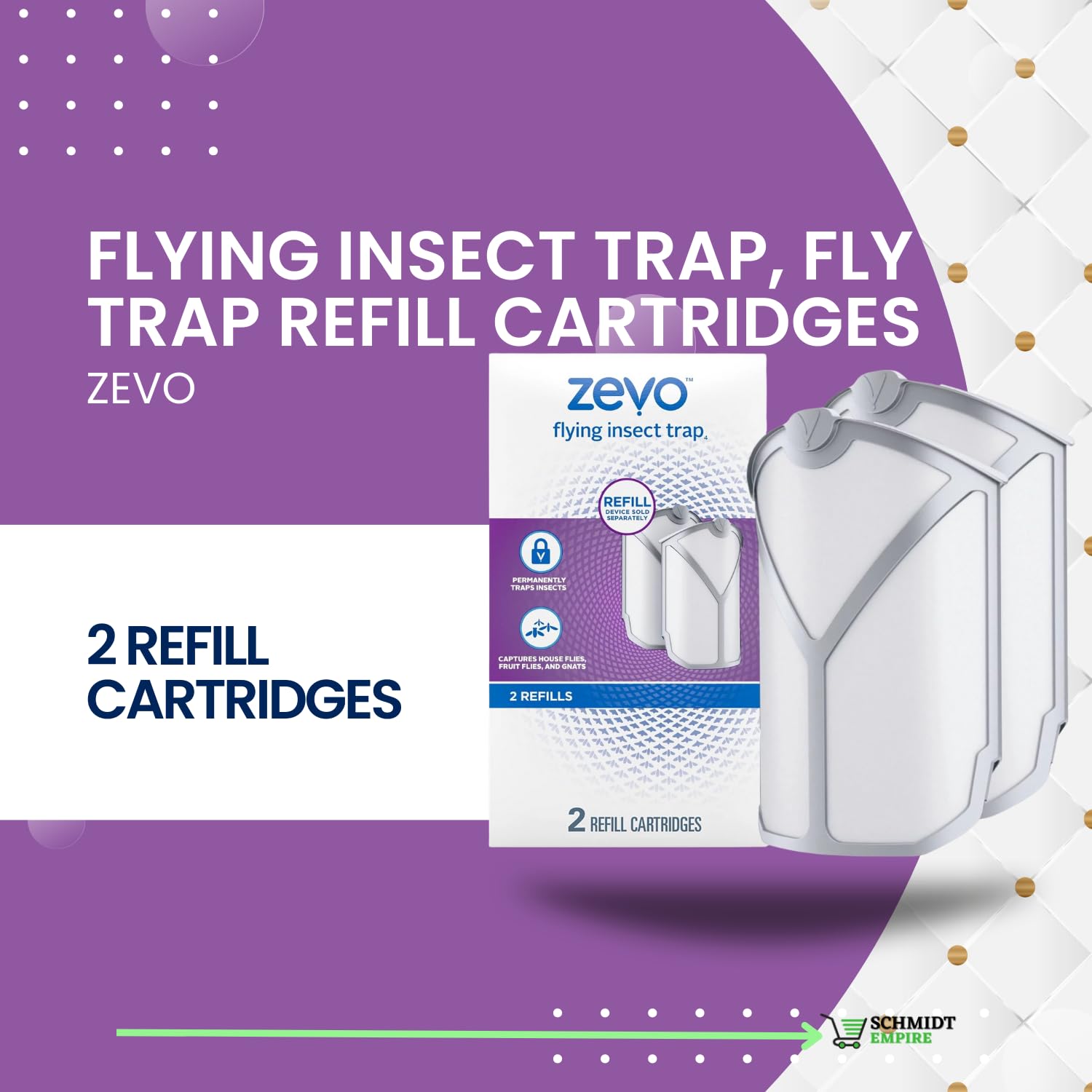 Zevo Flying Insect Trap, Fly Trap, Fruit Fly Trap (2 Plug-in Bases + 6 Refill Cartridges) Gnats, and House Flies Mosquitoes