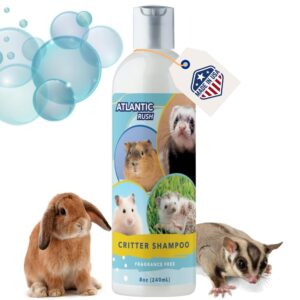 critter shampoo for small pets - 8oz small animal fragrance free shampoo - pet shampoo for small critters including ferrets, guinea pigs, rabbits, hedgehogs, hamsters & sugar gliders