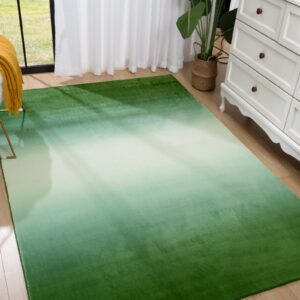 Przemy Washable Rugs for Bedroom Living Room, 4x6 Green Memory Foam Area Rug, Soft Modern Indoor Carpet for Kids Room Dorm Nursery Bedside Play Mat Home Decor