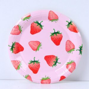 MaitianGuyou Strawberry Disposable Party Plates,40-Pack Paper Plates for Birthday, Party, Retirement,Appetizer,Wedding Bridal Baby Shower(Strawberry 3#, 9 Inch)