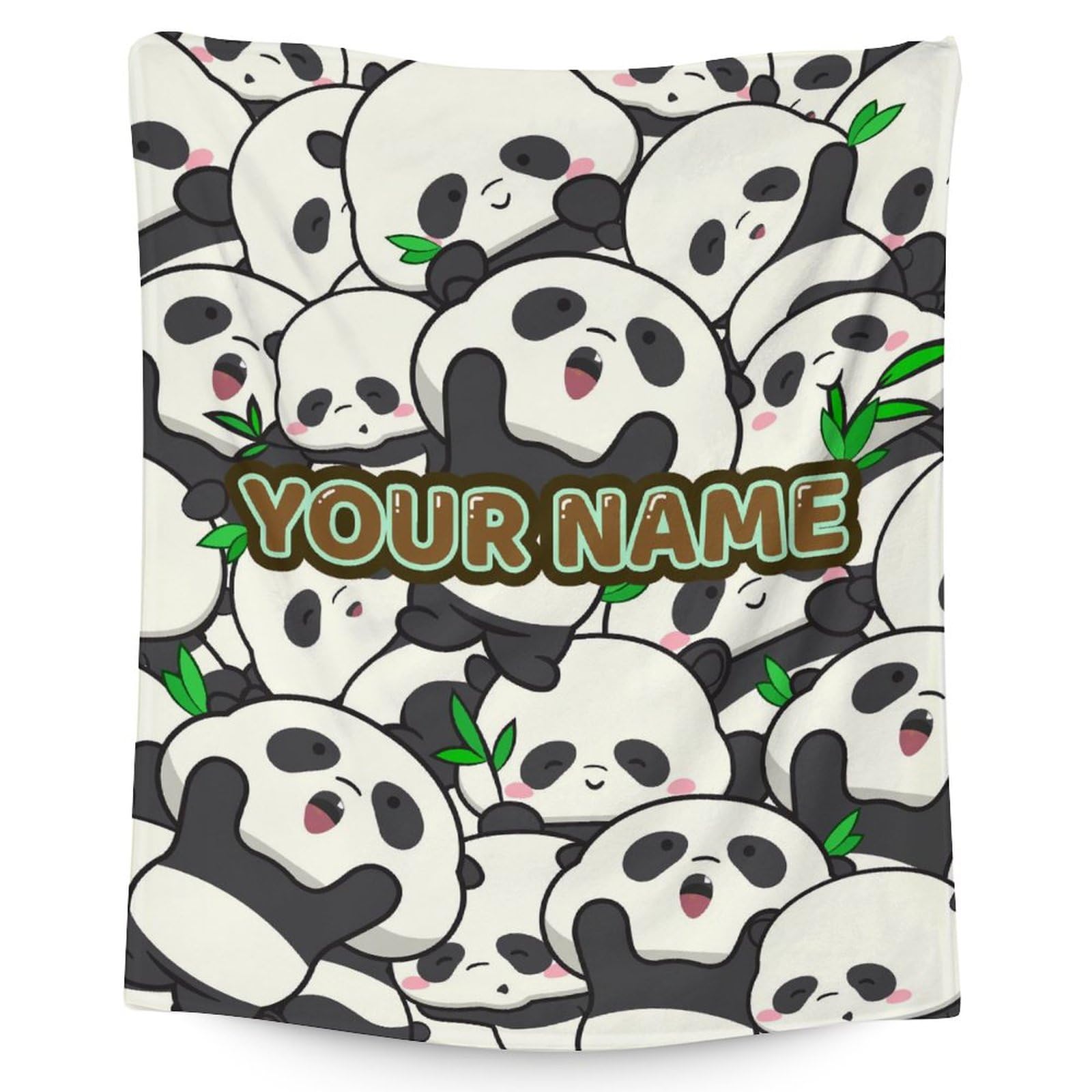 Custom Panda Blanket Gift - 60x80 Inches Cute Blankets for Women & Adults - White Soft Fuzzy Throw for Bed, Couch & Living Room