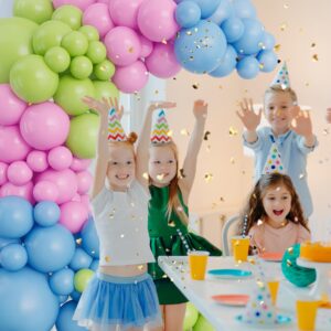 Blue and Pink Balloon Arch Garland Kit-Lime Green Balloon Latex Light Blue Balloon 132Pcs for Birthday,Graduation,Picnic,Baby Shower,Christmas Party Decoration.