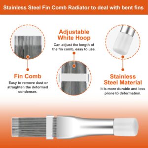 Cenipar 2PCS Air Conditioner Condenser Fin Comb Set Include FCR6 Fin Comb and Stainless Radiator Fin Comb Compatible with Air Conditioner HVAC Fin Comb Straightener