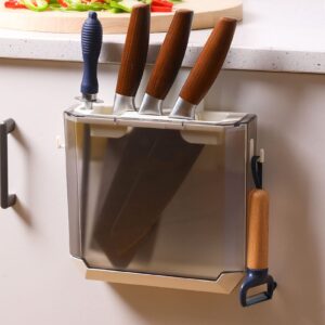 Knife Storage Rack, Wall Mounted Knife Holder Storage Rack Shelf Kitchen Knife Blocks and Storage(Gray)