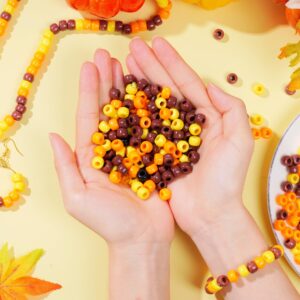 1000 Pcs Fall Thanksgiving Beads Assorted Opaque Round Plastic Beads for Home Decor Necklaces Bracelets Earrings DIY Crafts (Brown Orange Yellow)