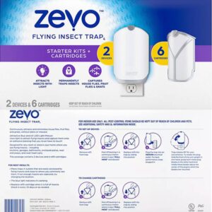 Zevo Flying Insect Trap, Fly Trap, Fruit Fly Trap (2 Plug-in Bases + 6 Refill Cartridges) Gnats, and House Flies Mosquitoes