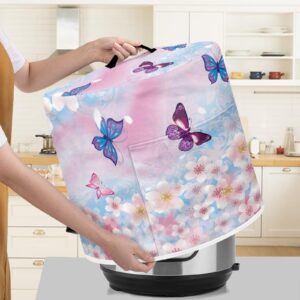 Psesaysky Floral Butterfly Rice Cooker Cover Easy Cleaning Dustproof Electric Pressure Cooker Covers S Size Small Appliance Covers for Kitchen Counter Fingerprint Protection Durable