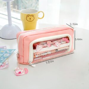 Kawaii Pencil Case Cute Pencil Case Aesthetic Cute Pencil Pouch Cute Stationary Kawaii School Supplies for Teen Girls (Pink)…