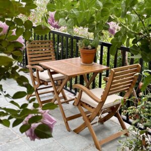 idzo heavy duty patio bistro armchairs set of 2 for outdoor with legolas bistro dining table, fsc acacia wood, dinning set for romantic couple