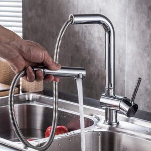 Kitchen faucets with Pull Down Sprayer, 2, Telescopic Universal Rotary hot and Cold, Kitchen Sink, All Copper, Faucet