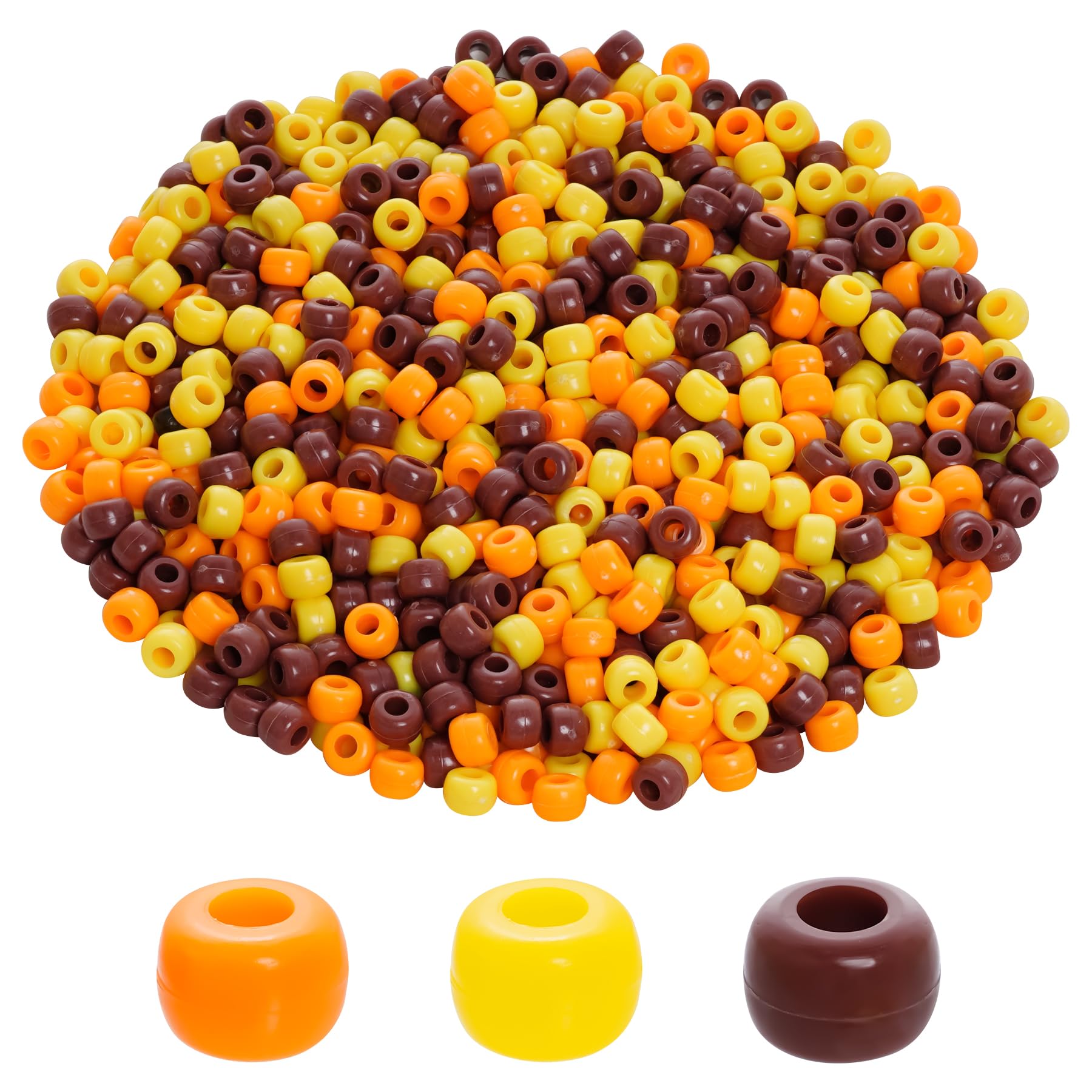 1000 Pcs Fall Thanksgiving Beads Assorted Opaque Round Plastic Beads for Home Decor Necklaces Bracelets Earrings DIY Crafts (Brown Orange Yellow)