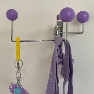 ImyHok Decorative Wall Hook Swivel Metal Coat Rack with Wood Decor Balls Cute Foldable Storage Hooks for Hanging Towel Girls Hair Ring Kids Hats Bags in Bathroom Bedroom, Wall Mounted,Purple