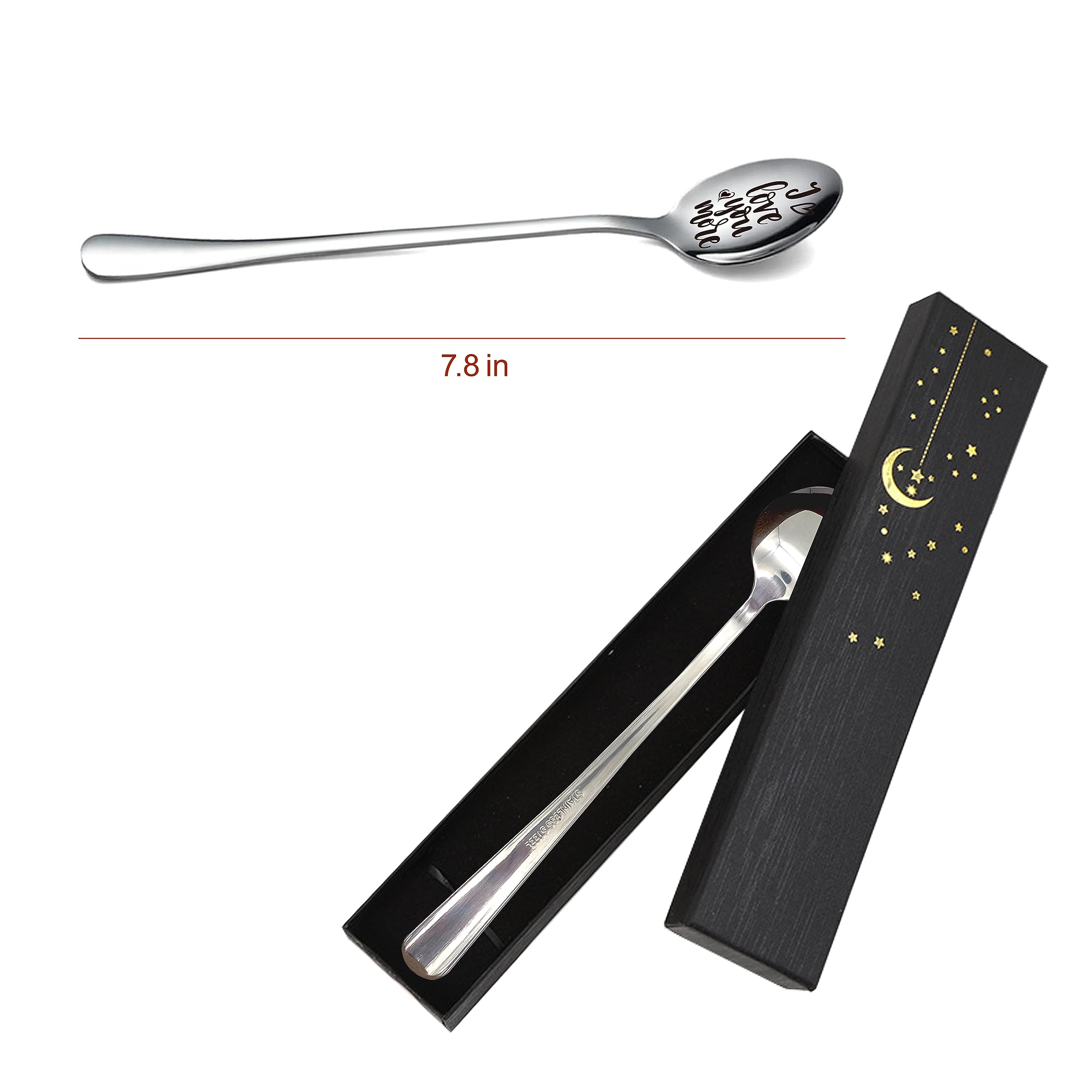 Funny Spoons Stainless Steel Spoon for Coffee Tea Lovers Dad Birthday Engraved Spoon - I Love You Coffee Accessories Unique Spoons