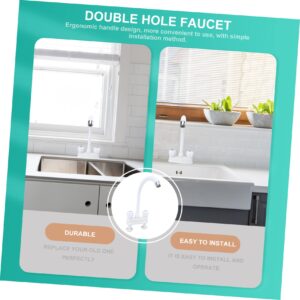 Uonlytech Plastic Faucet Kitchen Two Handle Bathroom Sink Decor Kitchen Faucets for Kitchen Sinks Bathroom Sink Faucet Bathtub Faucet Bathroom Basin Faucet Open Quickly to Rotate Set White