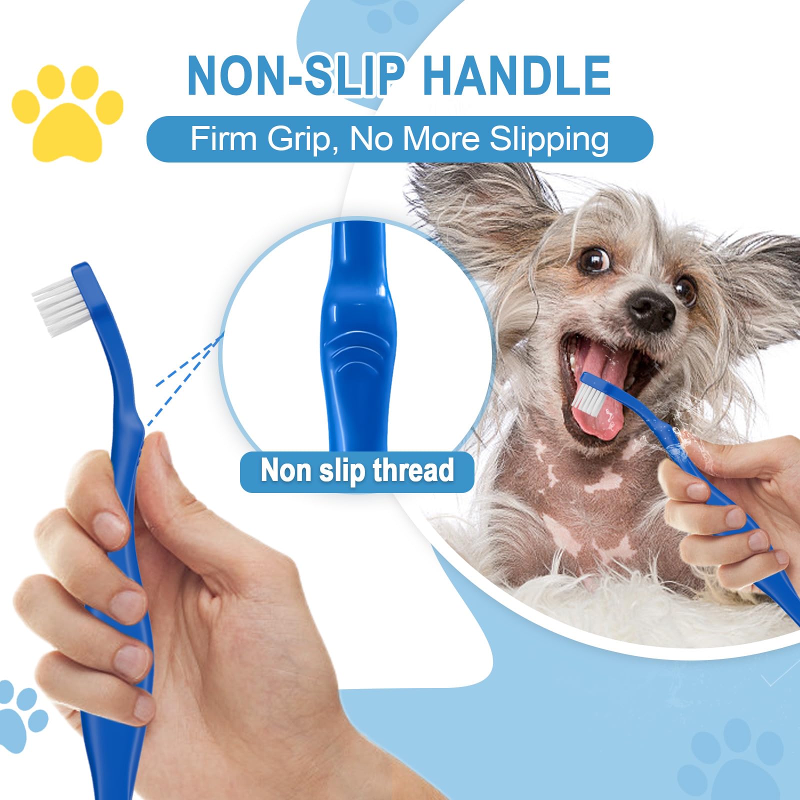 VVHOMIFE Comfort Grip Canine Toothbrush for Small Dogs - Ergonomically Designed for Easy Dental Care of Small Dogs and Cats Canine Teeth Cleaning - S