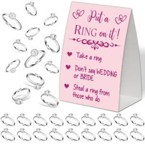 bridal shower games put a ring on it,bridal shower decorations,wedding game card with pink style rose red font,engagement party games,bridal shower favors,plastic rings for bridal shower game(14)