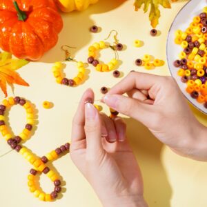 1000 Pcs Fall Thanksgiving Beads Assorted Opaque Round Plastic Beads for Home Decor Necklaces Bracelets Earrings DIY Crafts (Brown Orange Yellow)