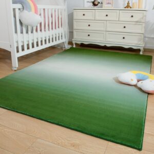 Przemy Washable Rugs for Bedroom Living Room, 4x6 Green Memory Foam Area Rug, Soft Modern Indoor Carpet for Kids Room Dorm Nursery Bedside Play Mat Home Decor