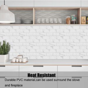 12-Sheet White Peel and Stick Wallpaper, Subway Tile 6''x12'' Self Adhesive Wall Tiles Waterproof PVC Stick on Backsplash Vinyl Decorative Tiles Stickers for Kitchen Bathroom