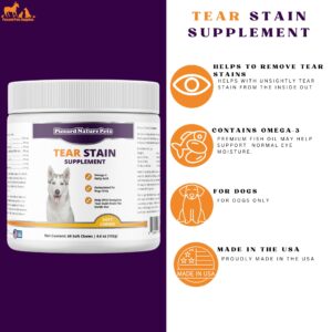 PiccardNaturePets Tear Stain Supplement with Lutein for Dogs 60 Chewable Tablets