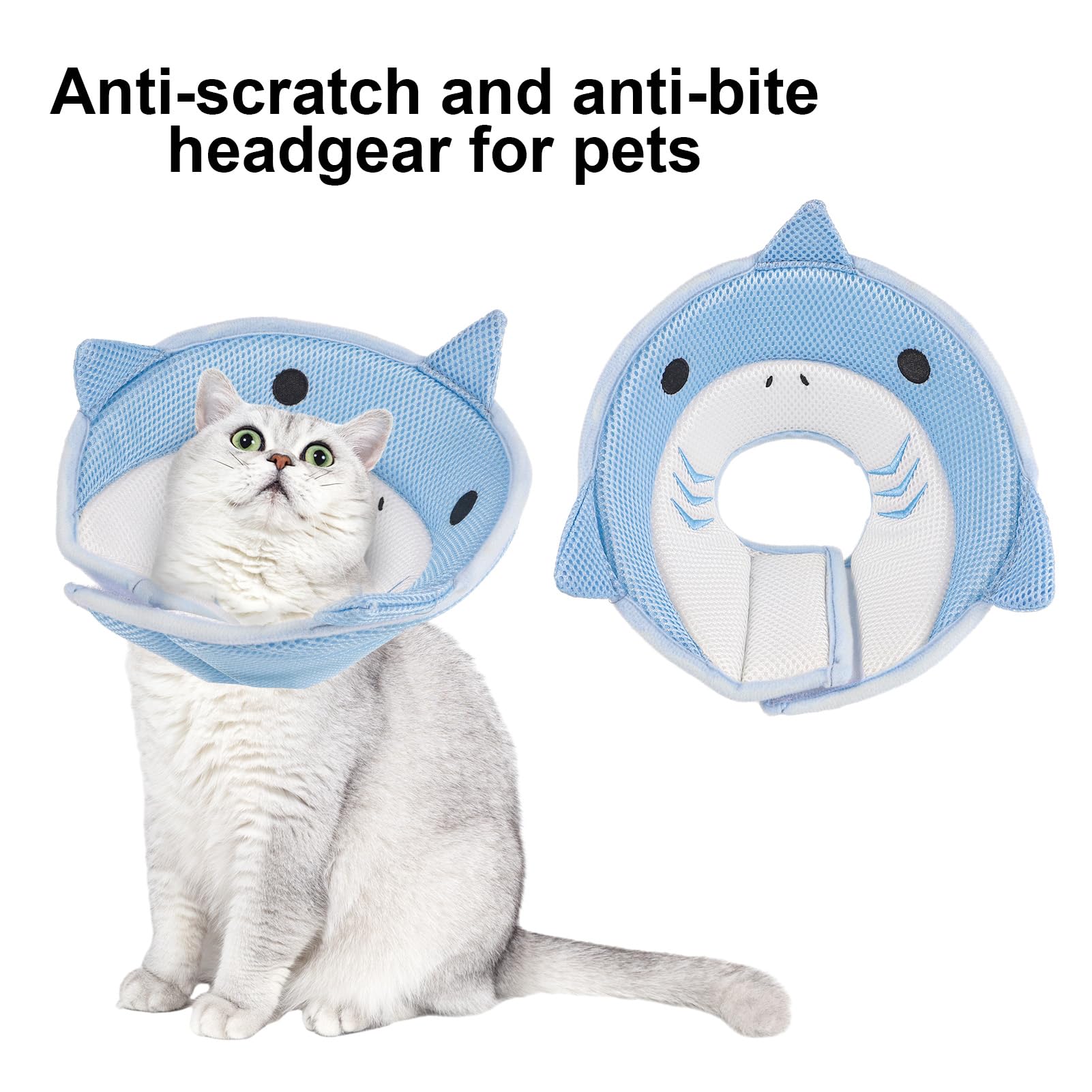 FRIUSATE Cat Cone Collar Soft, Cute Cat Recovery Collar Soft Adjustable Cat Cones to Stop Licking Comfortable Breathable Lightweight Neck Cone for Cats Kittens Pet After Surgery