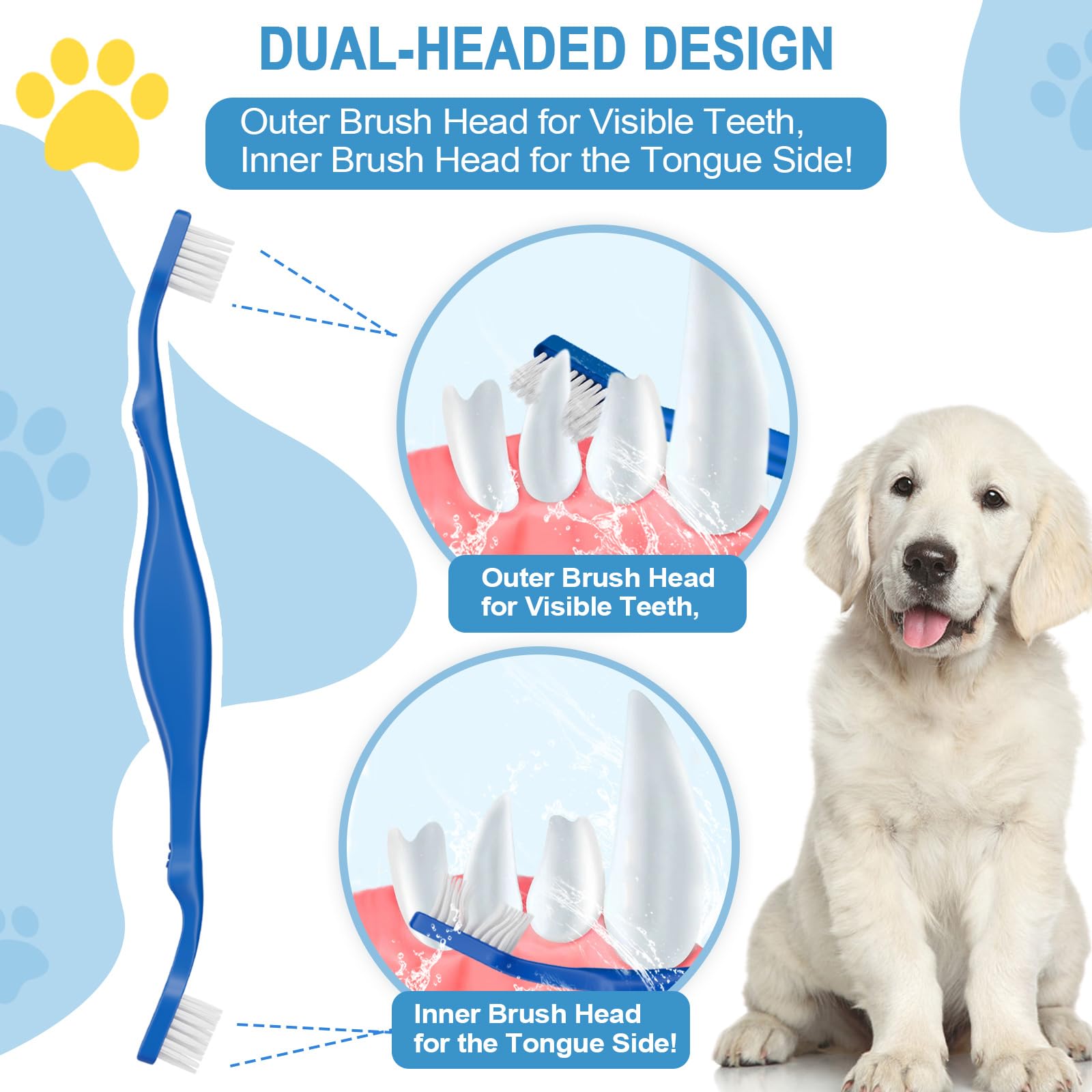 VVHOMIFE Comfort Grip Canine Toothbrush for Medium Dogs - Ergonomically Designed for Easy Dental Care for Medium-Sized Dogs Dog Teeth Cleaning - M