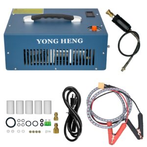 YONGHENG PCP Air Compressor, Auto-shutoff 4500Psi/30Mpa Set-pressure Air Gun and Paintball Tank Pump with Water/Oil Separator, Built-in Power Adapter(110V AC or 12V Car Battery)