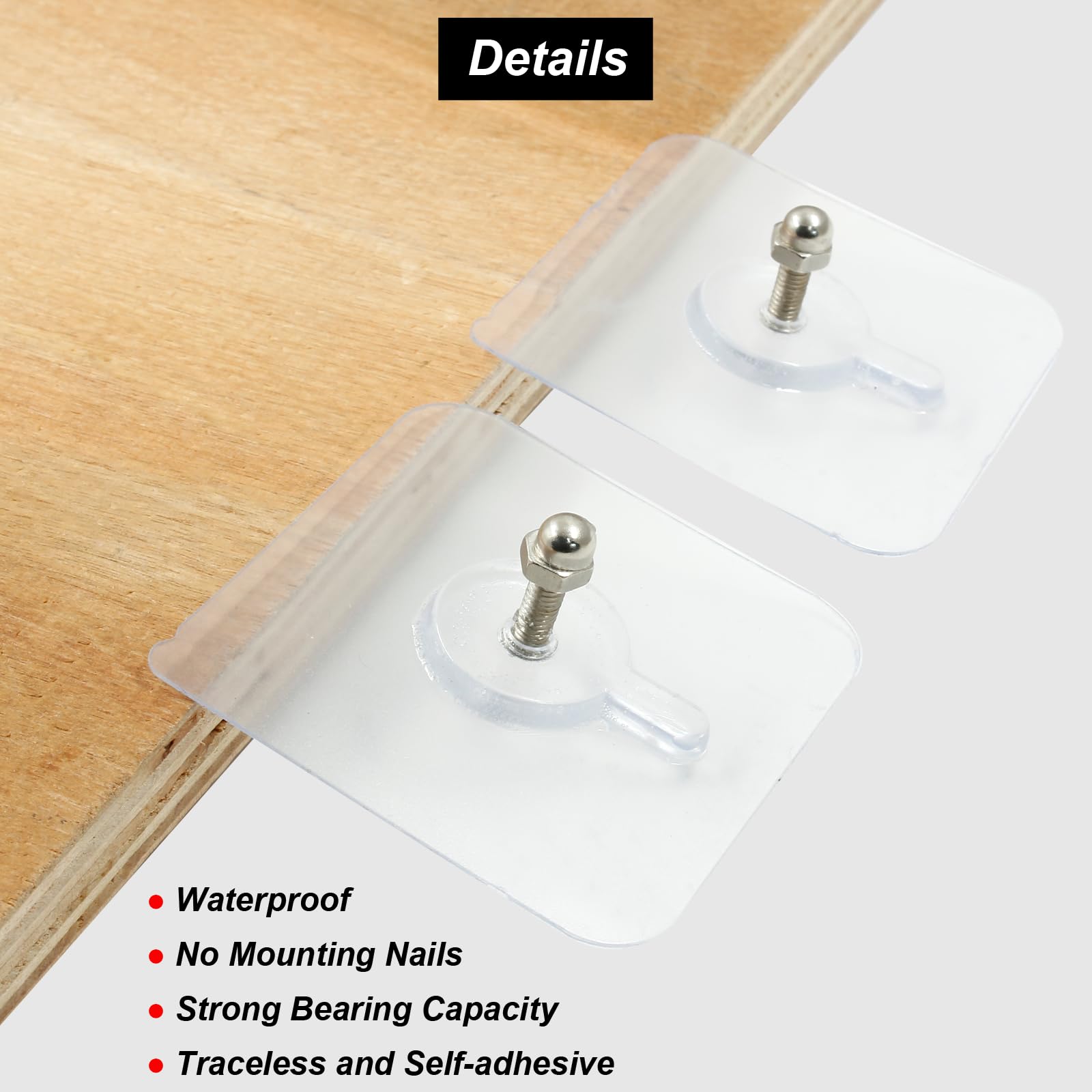 Moicstiy Adhesive Hooks Screw Hanging Wall Hooks Transparent Waterproof Reusable Seamless Sticky Hooks for Bathroom Kitchens Office(12Pcs)