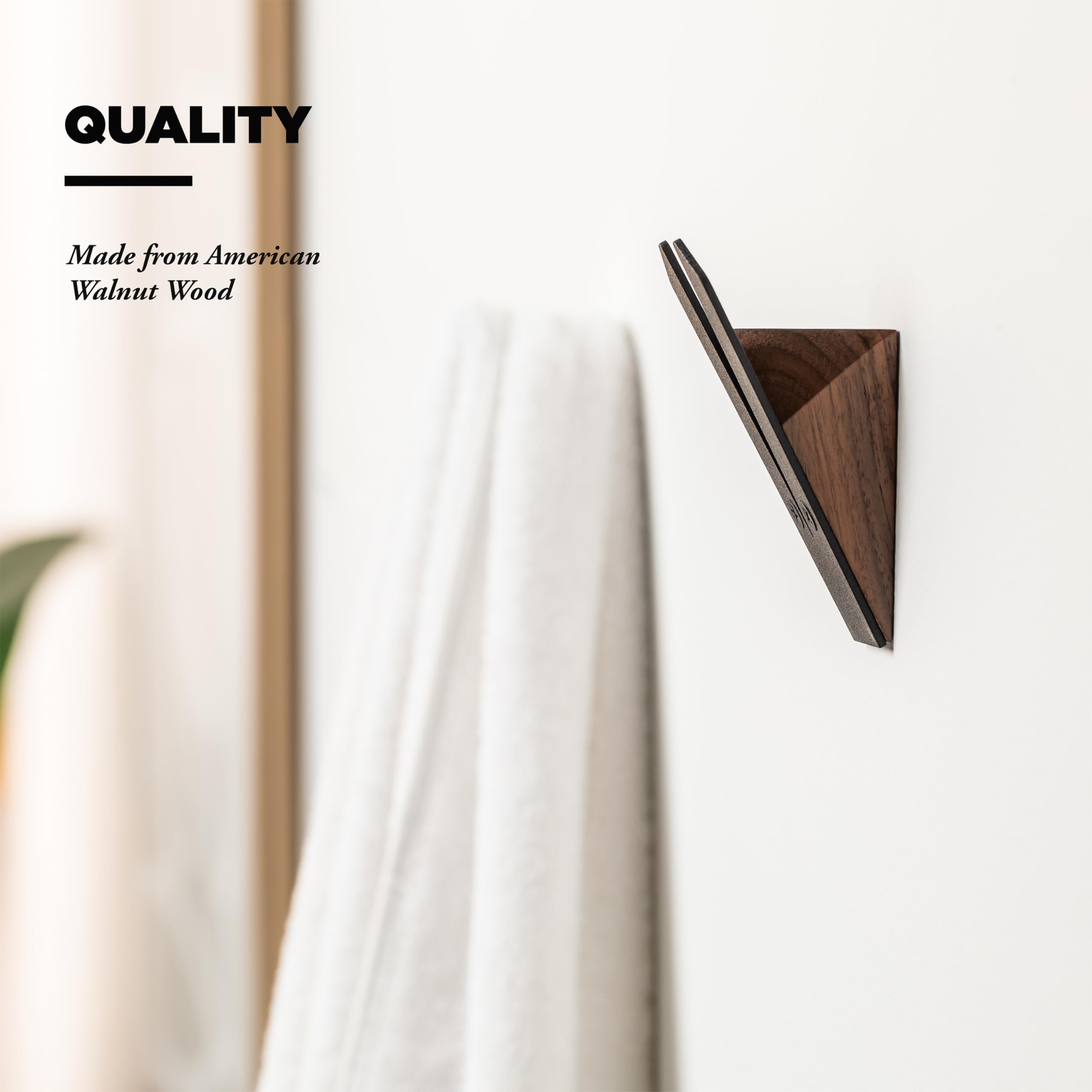 Wooden Wall Hat Hooks - Set of 2 - Heavy Duty Backpack Hanger - American Walnut Wood Decorative Coat Hooks Wall Mount