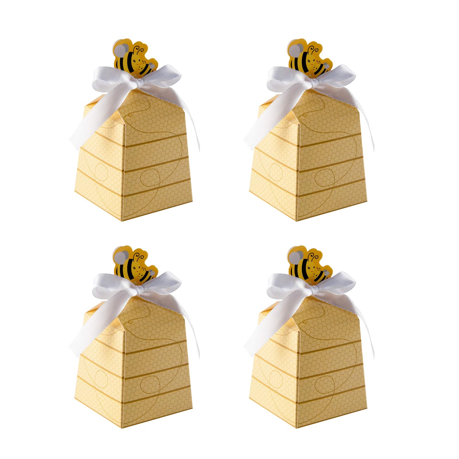 Cyblinia 30 Pack Paper Beehive Gift Boxes Bee Candy Boxes Party Favor Boxes Wedding Favor Candy Boxes with Ribbons for Party Decorations