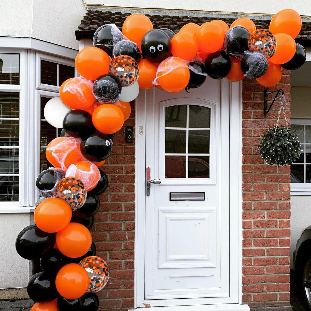 Halloween Balloons Black Orange Balloons Set, 50Pcs 12inch Black White Orange Confetti Latex Balloons Halloween Balloons for Halloween Celebration Party Bar Anniversary Graduation Decoration