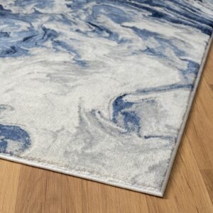 LUXE WEAVERS Marble Abstract Clouds Area Rug,Blue,5'X7'