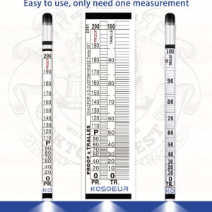 Hydrometer Alcohol Meter Kit, Hydrometer Alcohol 0-200 Proof and Tralle, Alcohol Tester for Liquor, Alcohol Hydrometer for Moonshine, Liquor, Spirits, Proofing, Distilling, with Hydrometer Test Jar