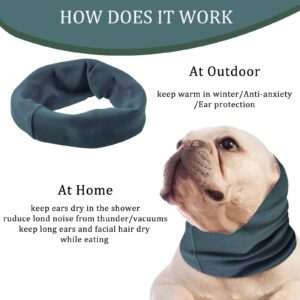 Dog Warm Neck & Quiet Ear Covers for Ear Protection, Calming Ear Muffs for Dogs/Cats - Hood for Anxiety Relief/Calming/Warm/ (Blue M)