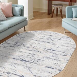 Unique Loom Finsbury Collection Area Rug - Anne (5' 3" x 8' Oval, Gray/ Beige)