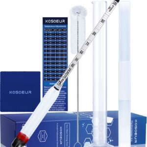 Hydrometer Alcohol Meter Kit, Hydrometer Alcohol 0-200 Proof and Tralle, Alcohol Tester for Liquor, Alcohol Hydrometer for Moonshine, Liquor, Spirits, Proofing, Distilling, with Hydrometer Test Jar