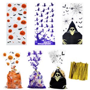 150pcs halloween treat bags halloween cellophane treat bags with twist ties for halloween party favor supplies