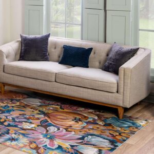 Unique Loom Blossom Collection Area Rug - Negril (4' x 6' Rectangle, Multi/ Black)