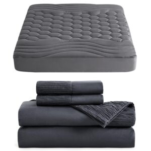 bedsure grey twin xl mattress pad bundle twin xl sheets for college dorm