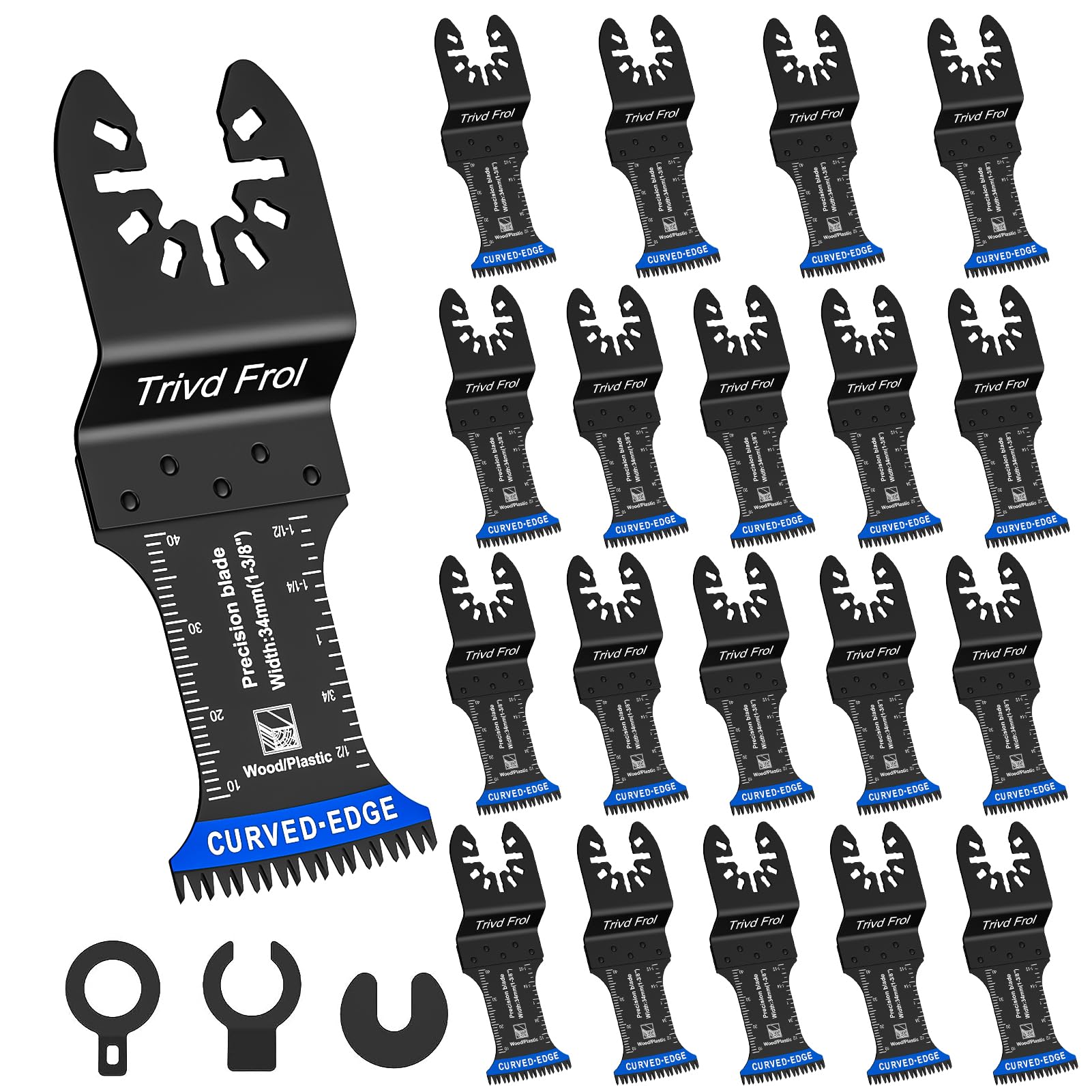 Trivd Frol 20PCS Japanese Tooth Oscillating Saw Blades, Curved Edge Oscillating Multitool Blades Clean Cut for Wood, Plastic, Oscillating Tool Blades Fit Dewalt Milwaukee Ryobi Rockwell Bosch