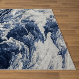 LUXE WEAVERS Marble Abstract Clouds Area Rug,Blue,5'X7'